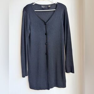 Dana Buchman Black Sparkle Button-Down Cardigan Women’s Size L Made in USA
